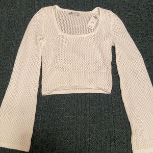 Hollister white crocheted crop top